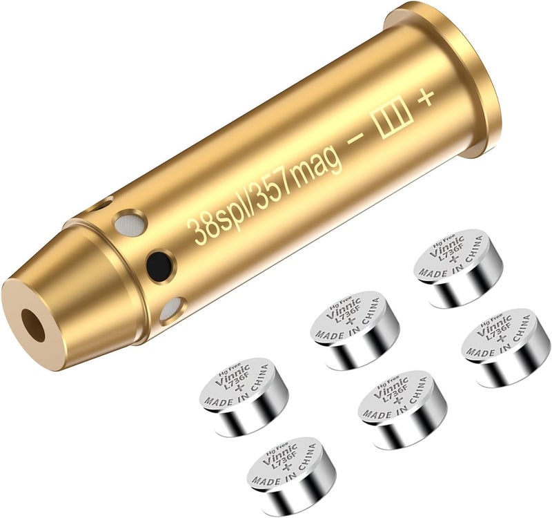 Tipfun Bore Sight for 357mag/38spl Special Red Laser Bore Sighter Red Dot Boresighter with Batteries for Hunting and Shooting - Image 1
